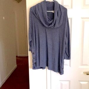 Cupio Blue Cowl Neck Soft Jersey with side buttons